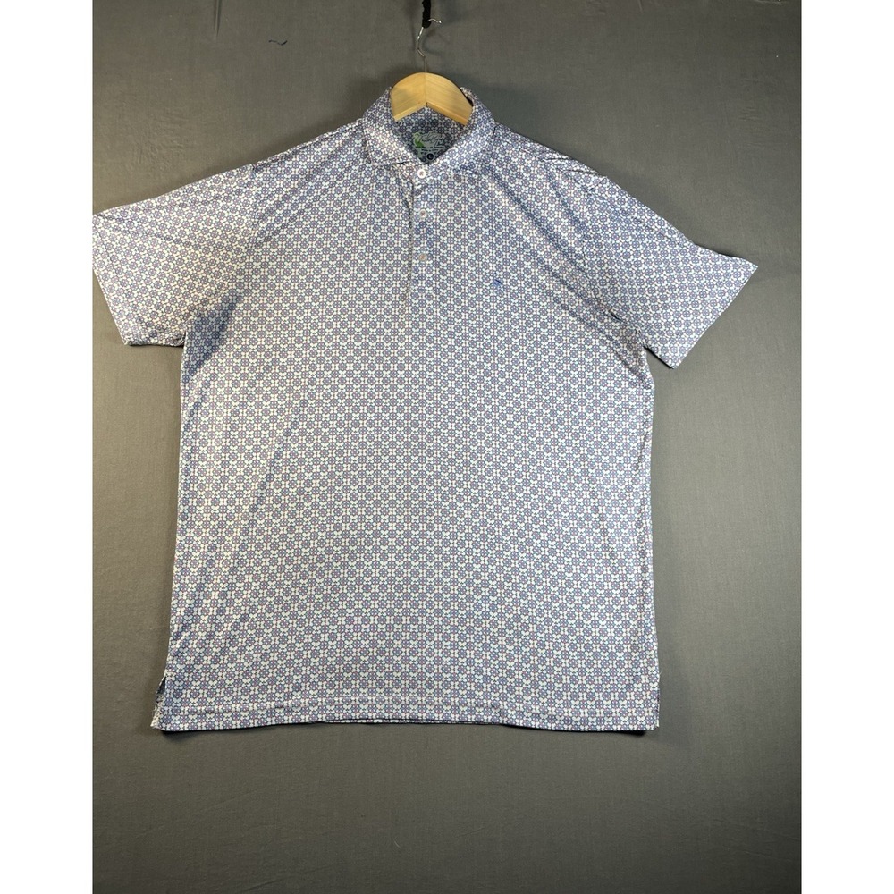 Tailor Byrd Mens L Geometric Print Performance Stretch Golf Polo SS